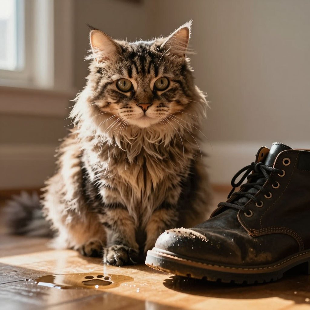 "Ты меня не почесал". Иллюстрация обиженного котика и ботика сделана нейросетью.