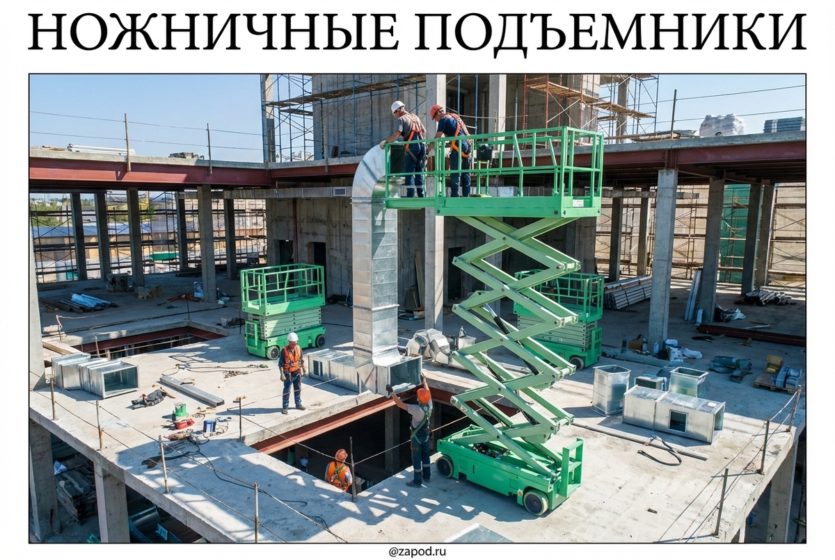    Использование ножничного подъемника для установки вентиляционных систем. admin