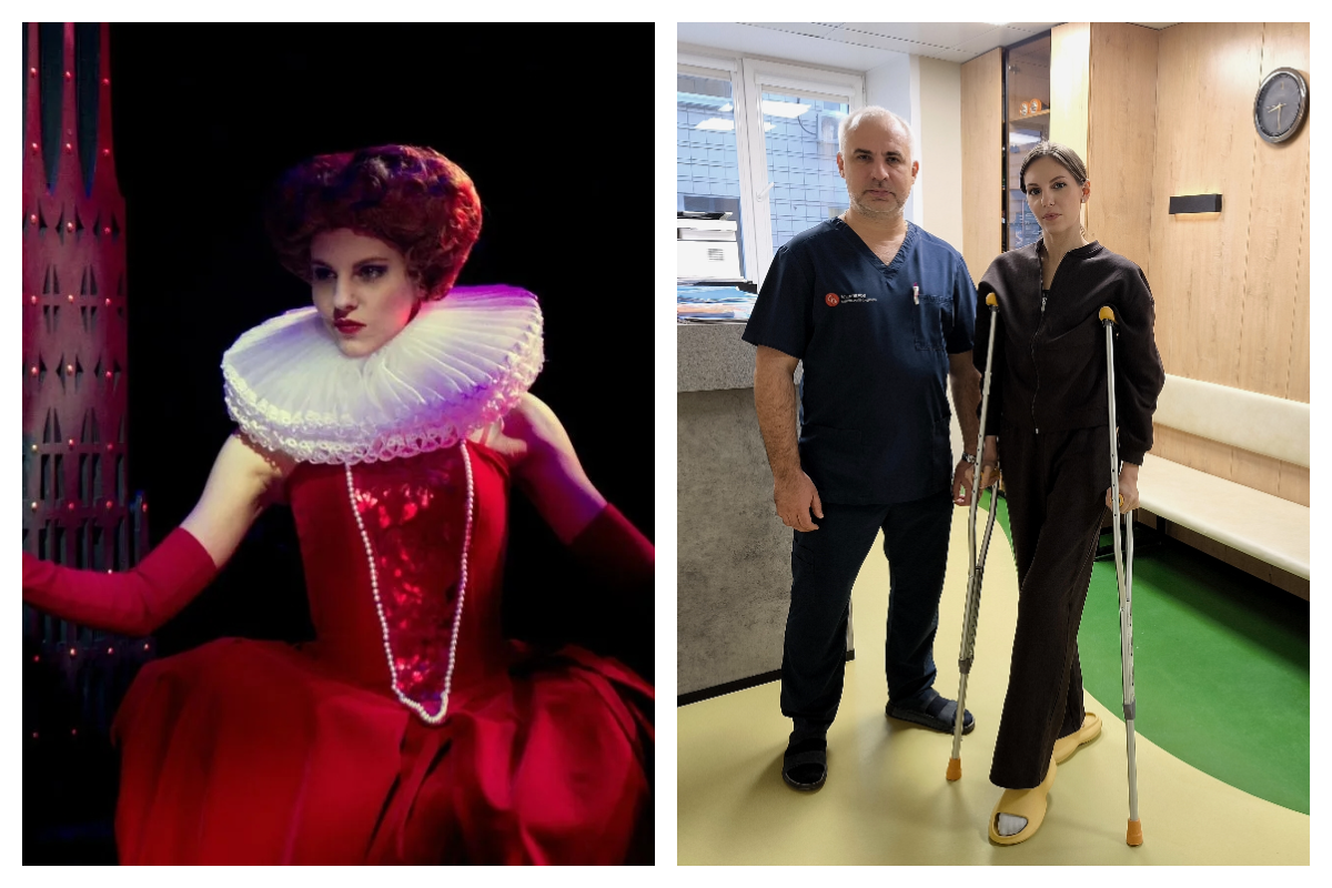 Юлия Севостьянова на сцене театра и в стационаре ННИИТО с хирургом-ортопедом Александром Алекперовым