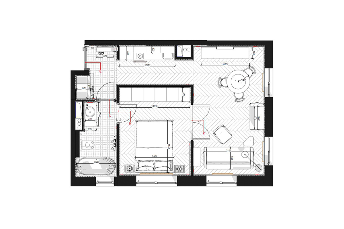 Итоговая планировка и расстановка мебели