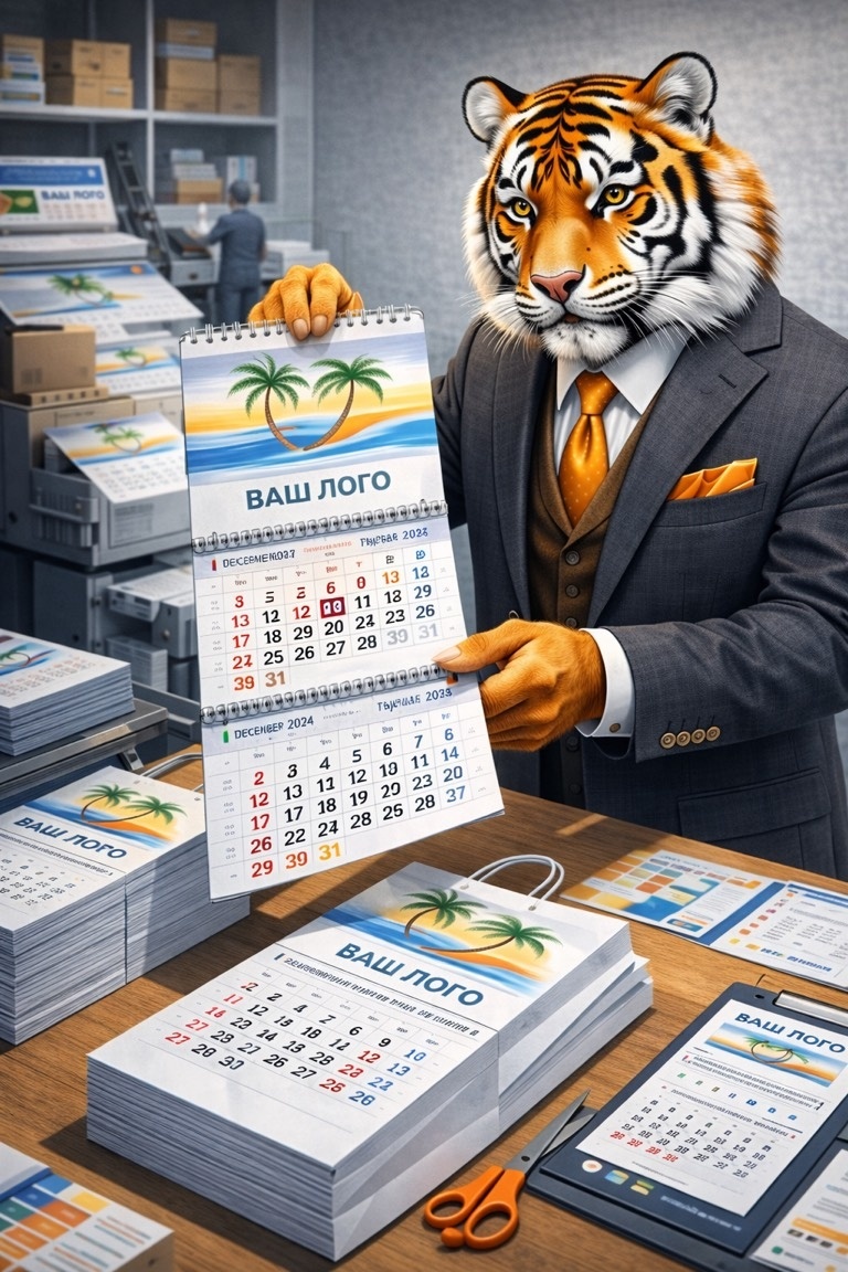 Изготовление квартальных календарей в Москве и Московской области. Корпоративные календари с логотипом, дизайн, печать, срочно. Типография «Пресс-код».