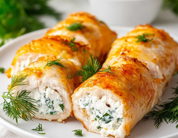 Куриные рулеты с творожной начинкой