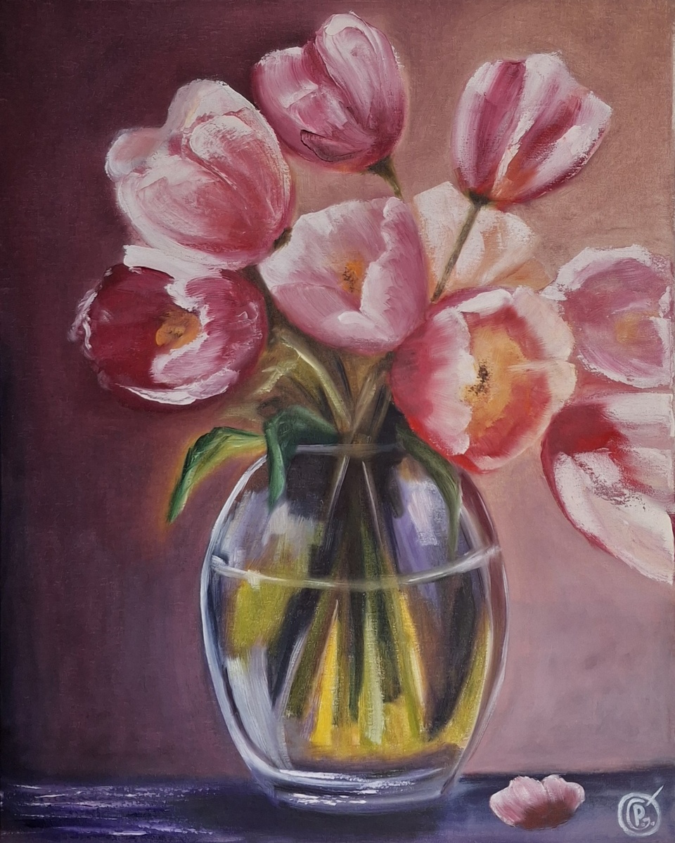 картина "Тюльпаны" автор - Polina.Gors по МК И. Шпаковой