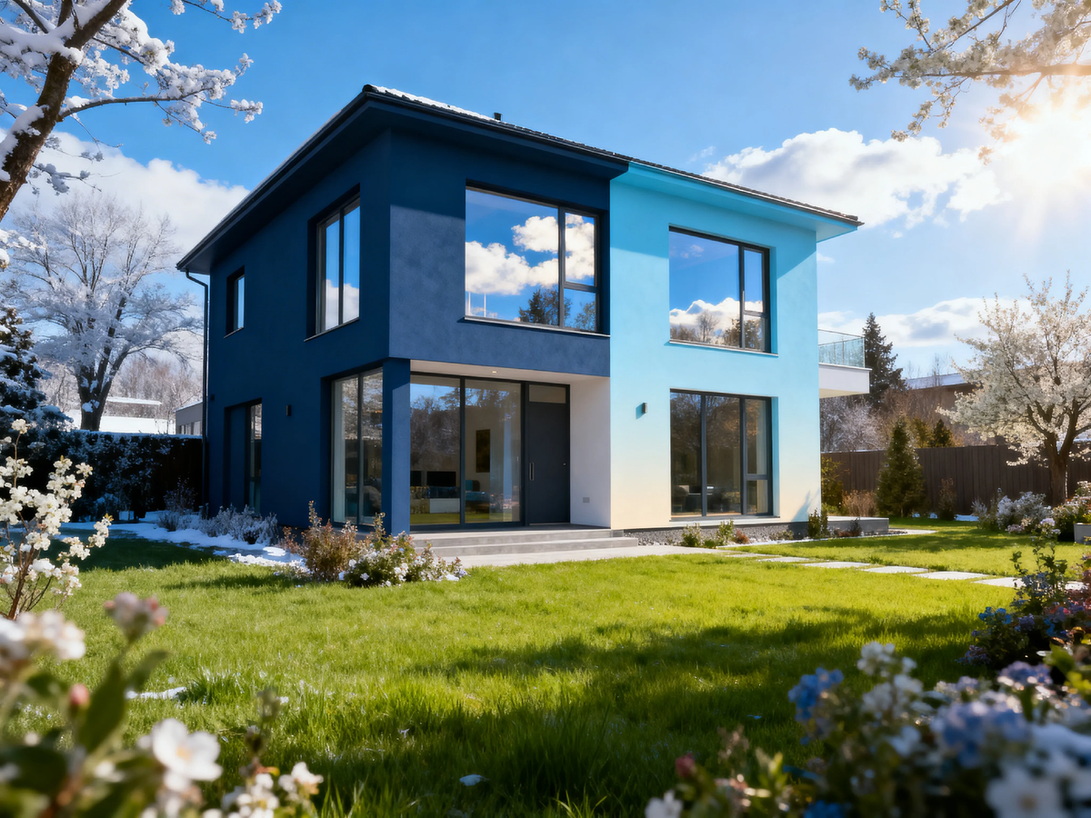 Один дом — два цвета. Летом светло-голубой, чтобы не перегреваться, зимой тёмно-синий, чтобы собирать тепло. Краска-хамелеон уже работает за границей. Когда ждать в России — читайте в статье 👇