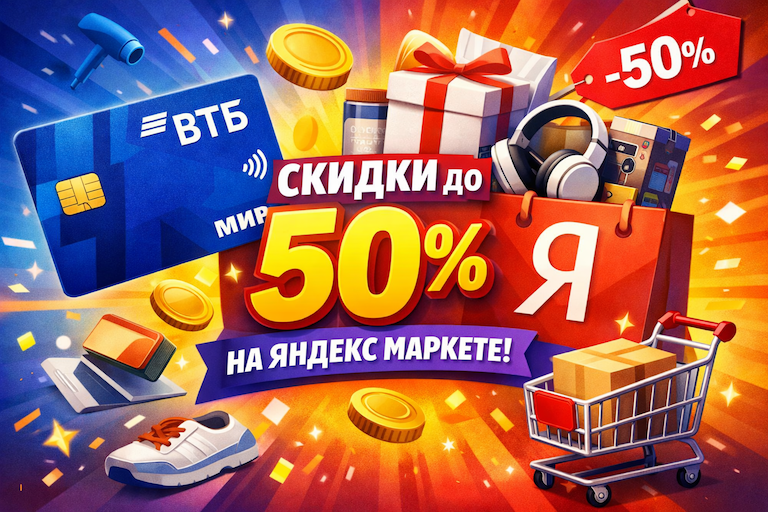 Как получить скидку до 50% на Яндекс Маркете с ВТБ