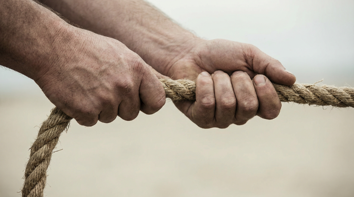 Держать — тоже требует сил.