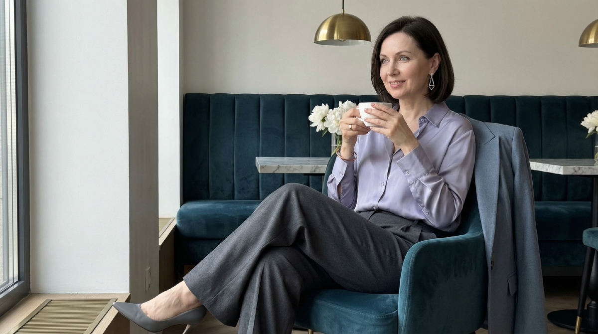 Когда цвет попадает в вашу палитру - лицо говорит за себя. Лаванда и серый в холодном подтоне работают лучше любого фильтра