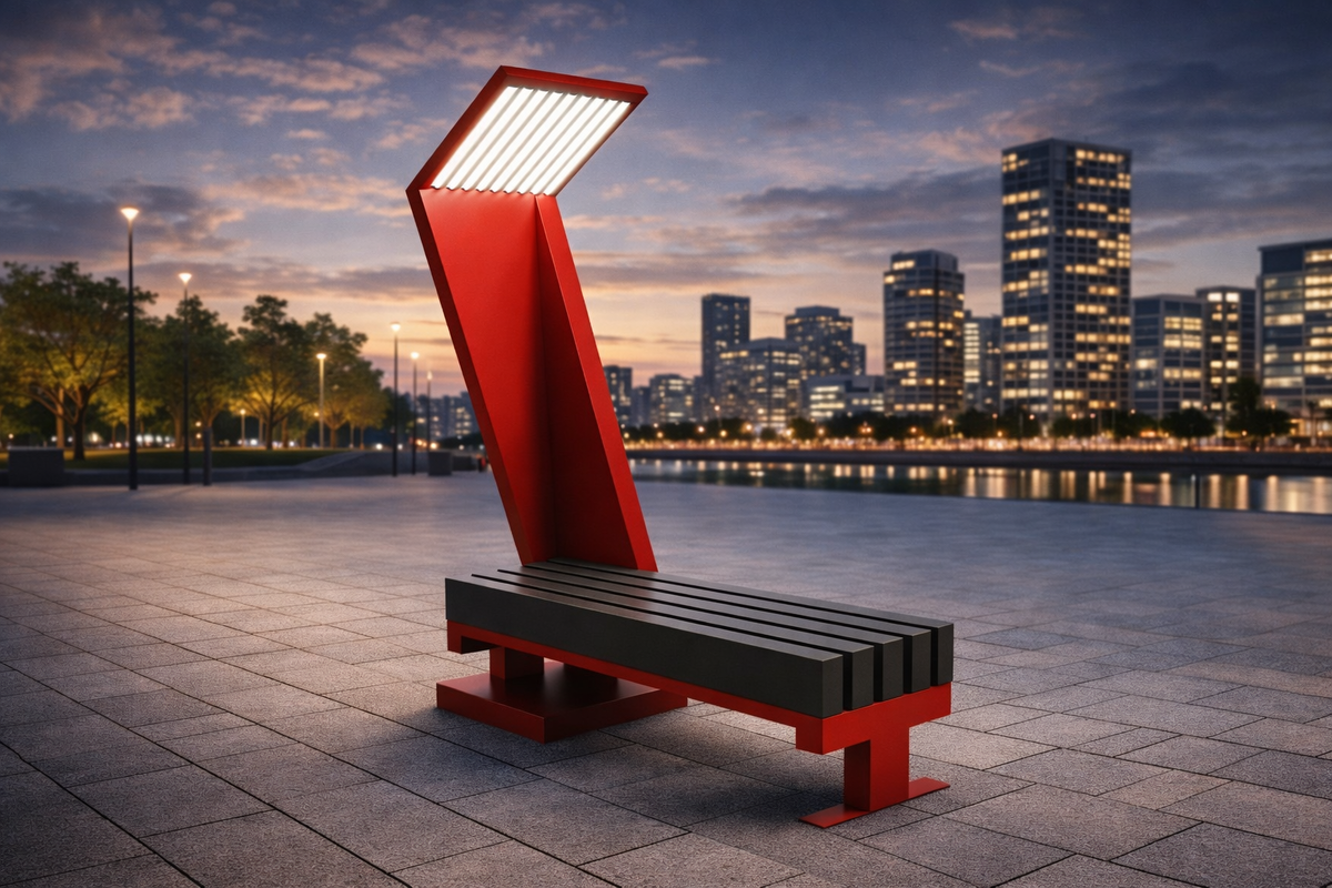 Умная скамейка - металл и дерево