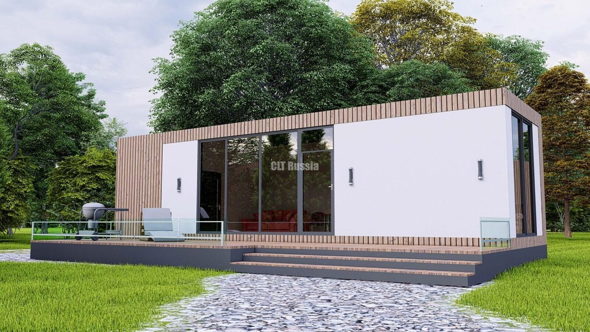 Модельный дом с гостиной и отдельной спальней. Фото: https://clt-russia.com