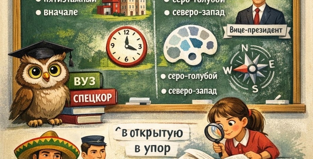 Задание 14 ЕГЭ по русскому языку: Правописание сложных слов и наречий