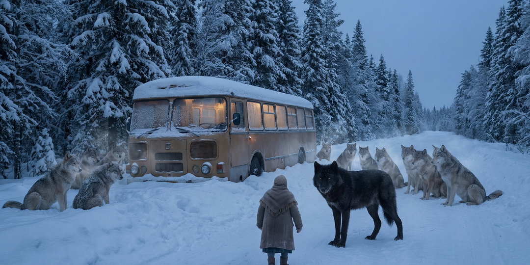 ВОЛКИ ОКРУЖИЛИ ЗАСТРЯВШИЙ В МЕТЕЛЬ АВТОБУС . КОГДА СТАРУШКА ВЫШЛА К НИМ, ПАССАЖИРЫ ЗАМЕРЛИ, А ПОТОМ СЛУЧИЛОСЬ НЕВЕРОЯТНОЕ...