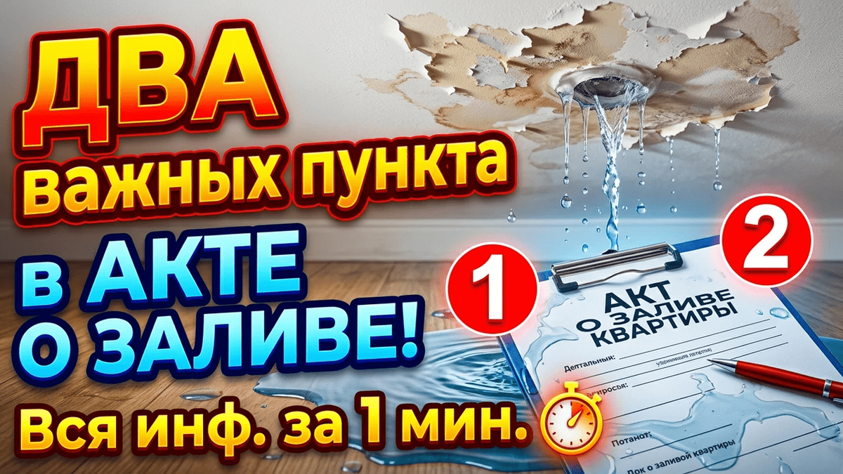 Акт о заливе (акт о затоплении). Два важных пункта, которые должны быть в акте о затоплении.