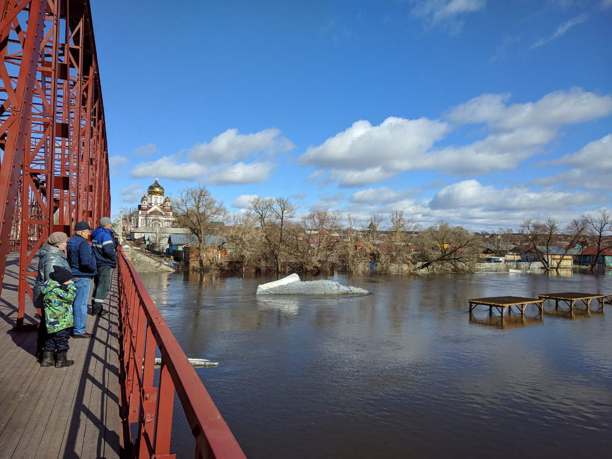 Разлив реки Медведицы у Железного моста. Фото из личного архива, 13 марта 2023 года.