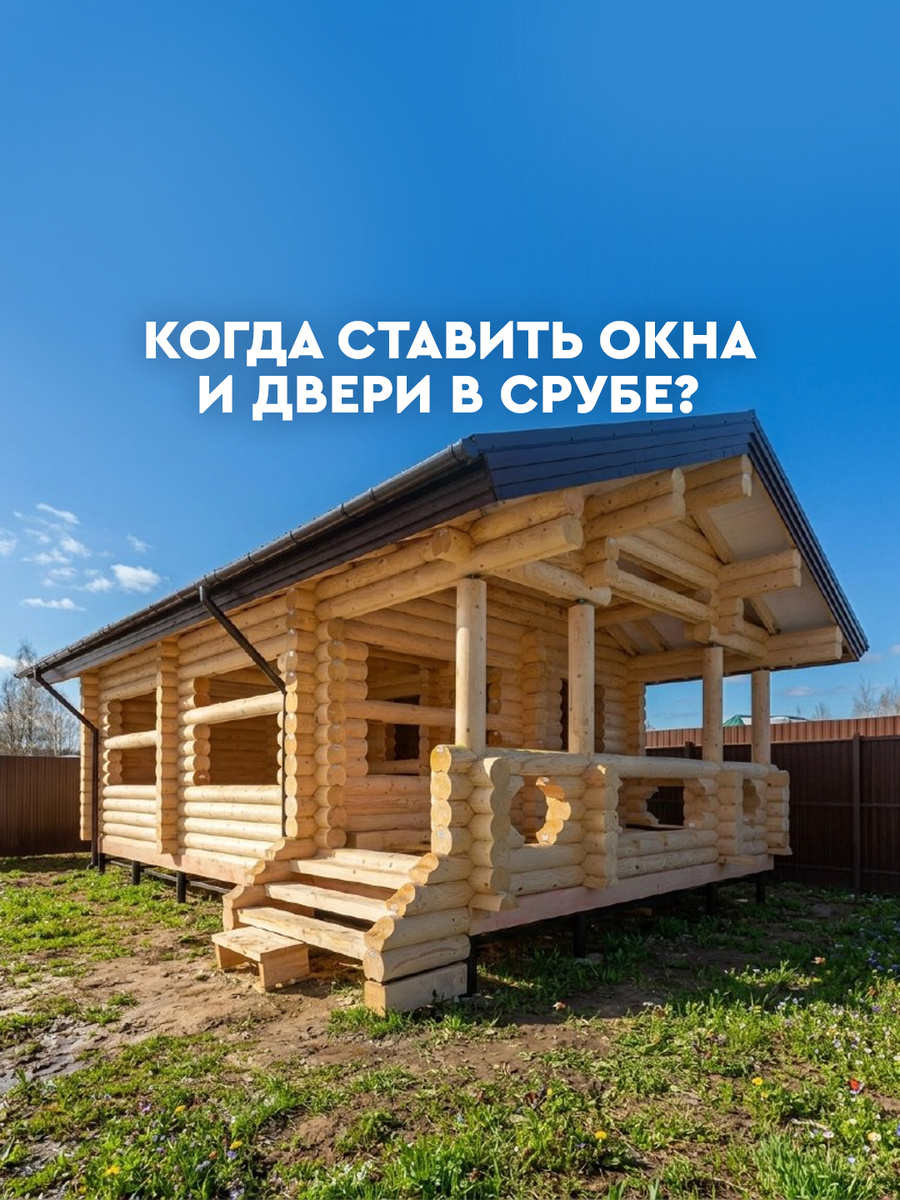 Когда ставить окна и двери в бревенчатом доме? Не спешите, иначе раздавит