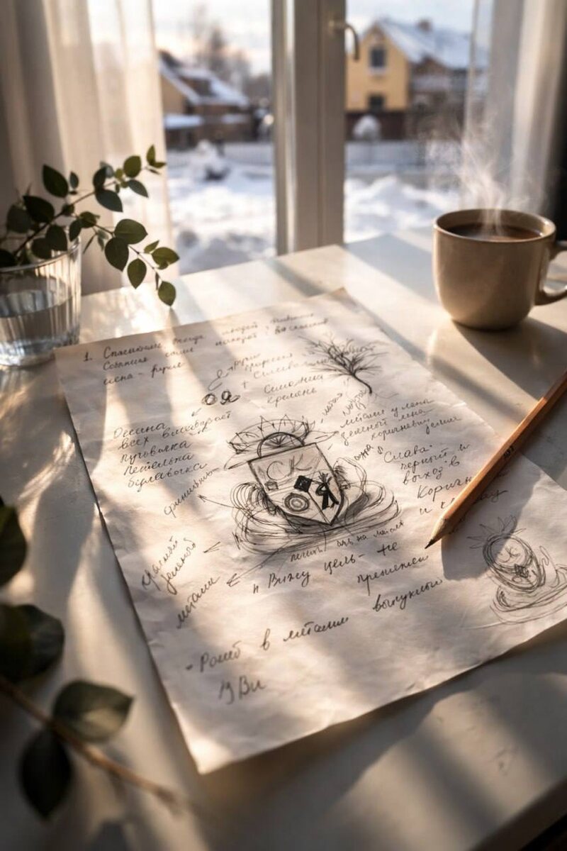 На этом этапе герб ещё не рисуют. Его собирают — из смыслов, ассоциаций и истории.