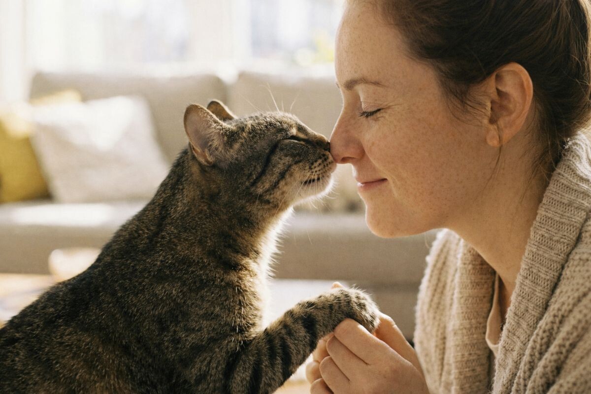 Почему кошка трётся носом о нос человека