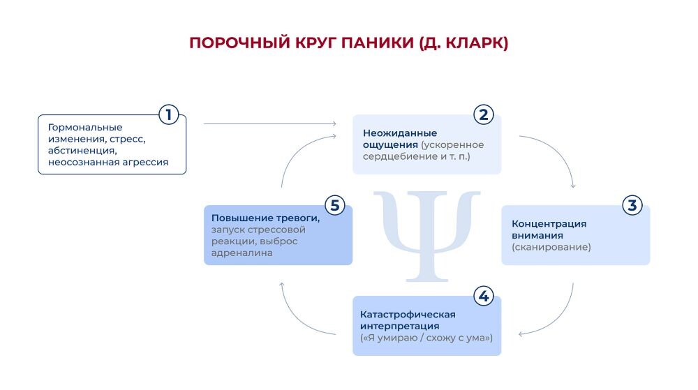  Схема панической атаки по Д. Кларку — источник: НИИДПО