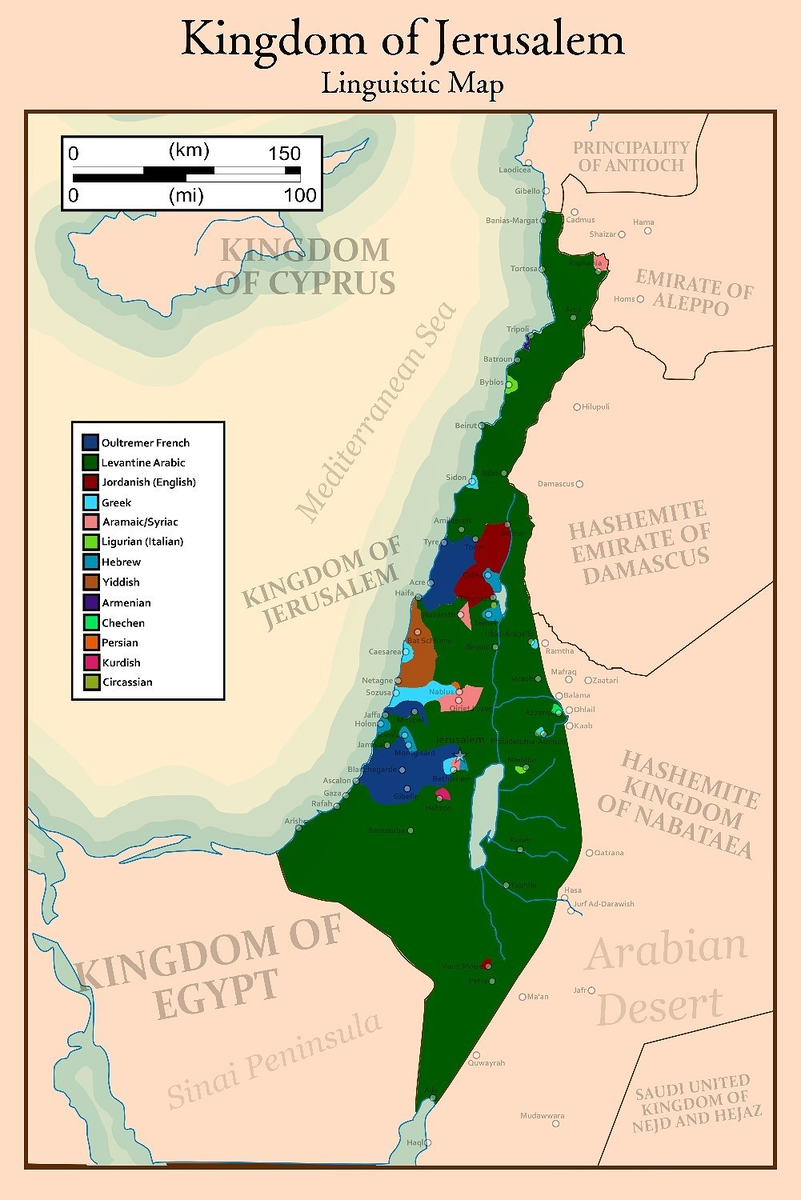 Карта Иерусалимского королевства