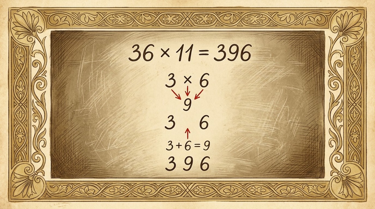 36 × 11 = 396. Раздвинь цифры, вставь сумму - готово