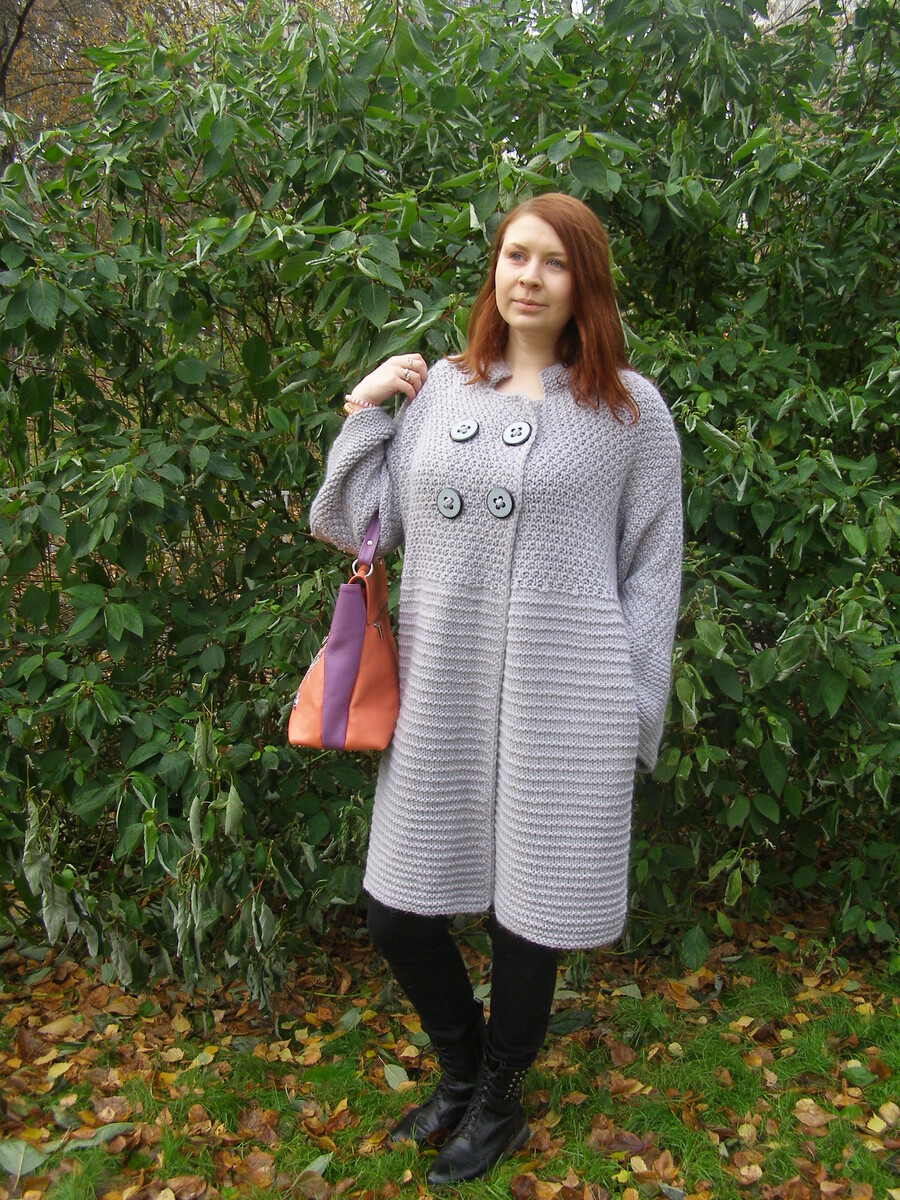 Вязаное боховитое пальто