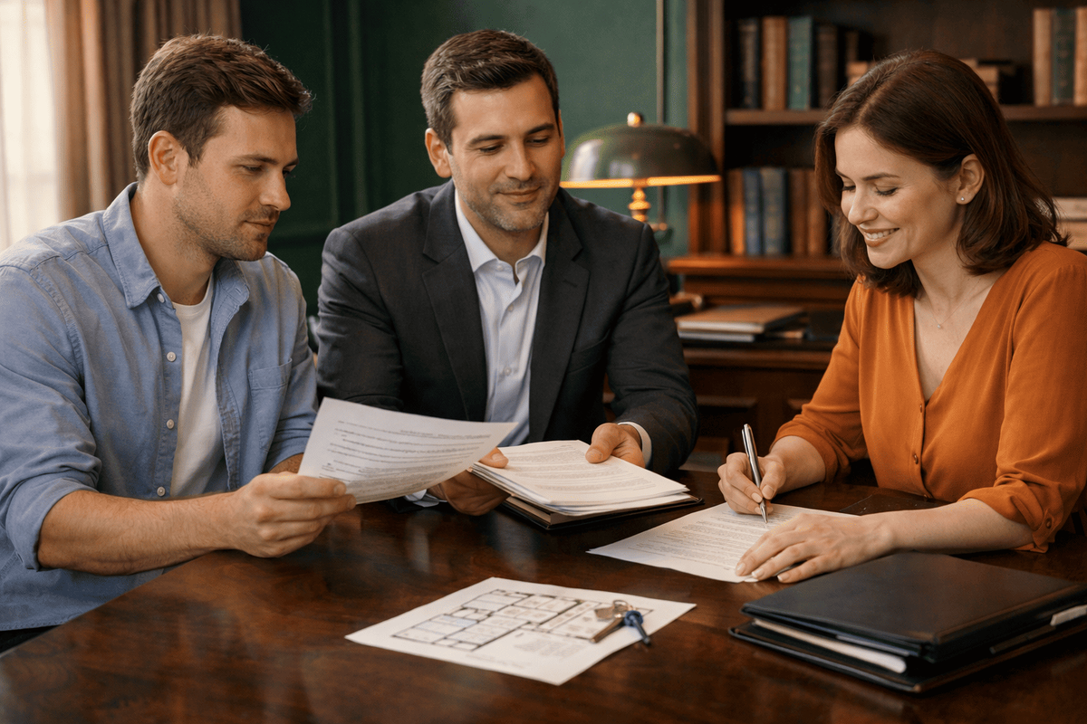 Сделка по продаже квартиры с ипотекой: покупатель и продавец подписывают документы