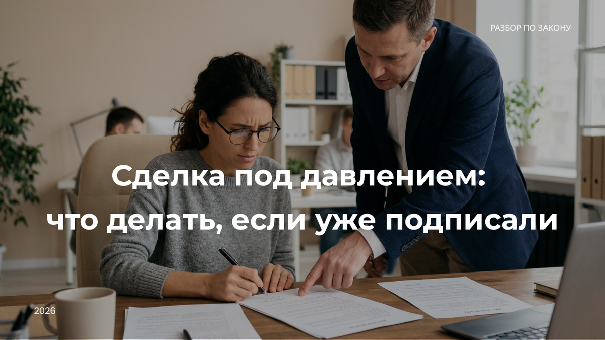 Подписали договор, потому что торопили, давили или пугали последствиями? Объясняю, в каких случаях это можно оспорить и какие шаги помогут превратить эмоции в юридическую защиту.