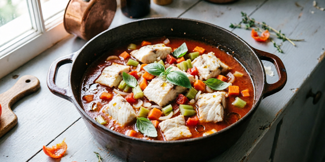 Блюда из рыбы. Судак, тушёный с овощами в томатном соусе: классический рецепт с пошаговым приготовлением.