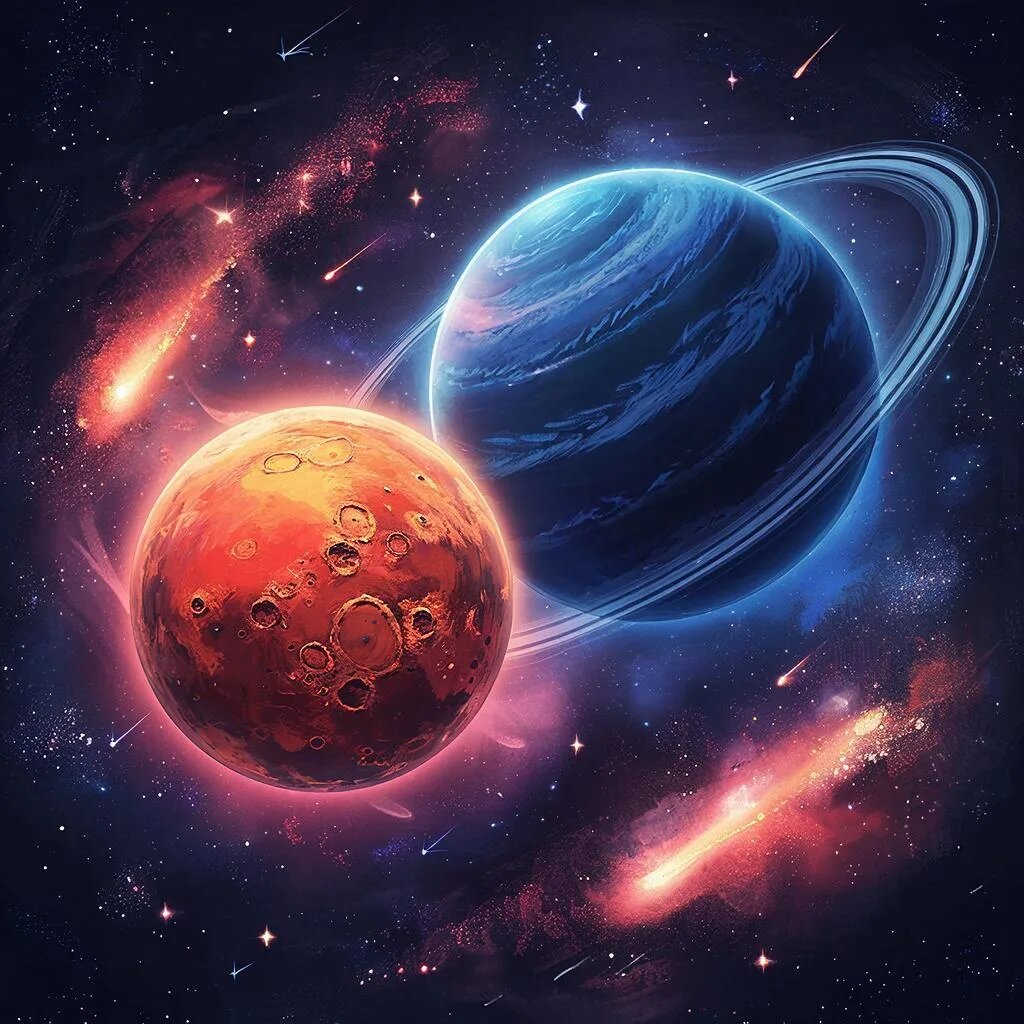 Планеты. Иллюстрация сгенерирована нейросетью