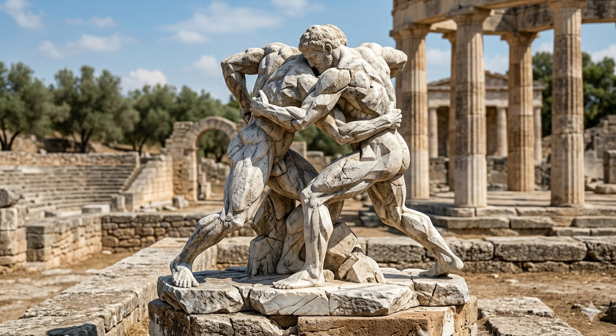 Изображение создано с помощью ИИ "Древнегреческие борцы"
