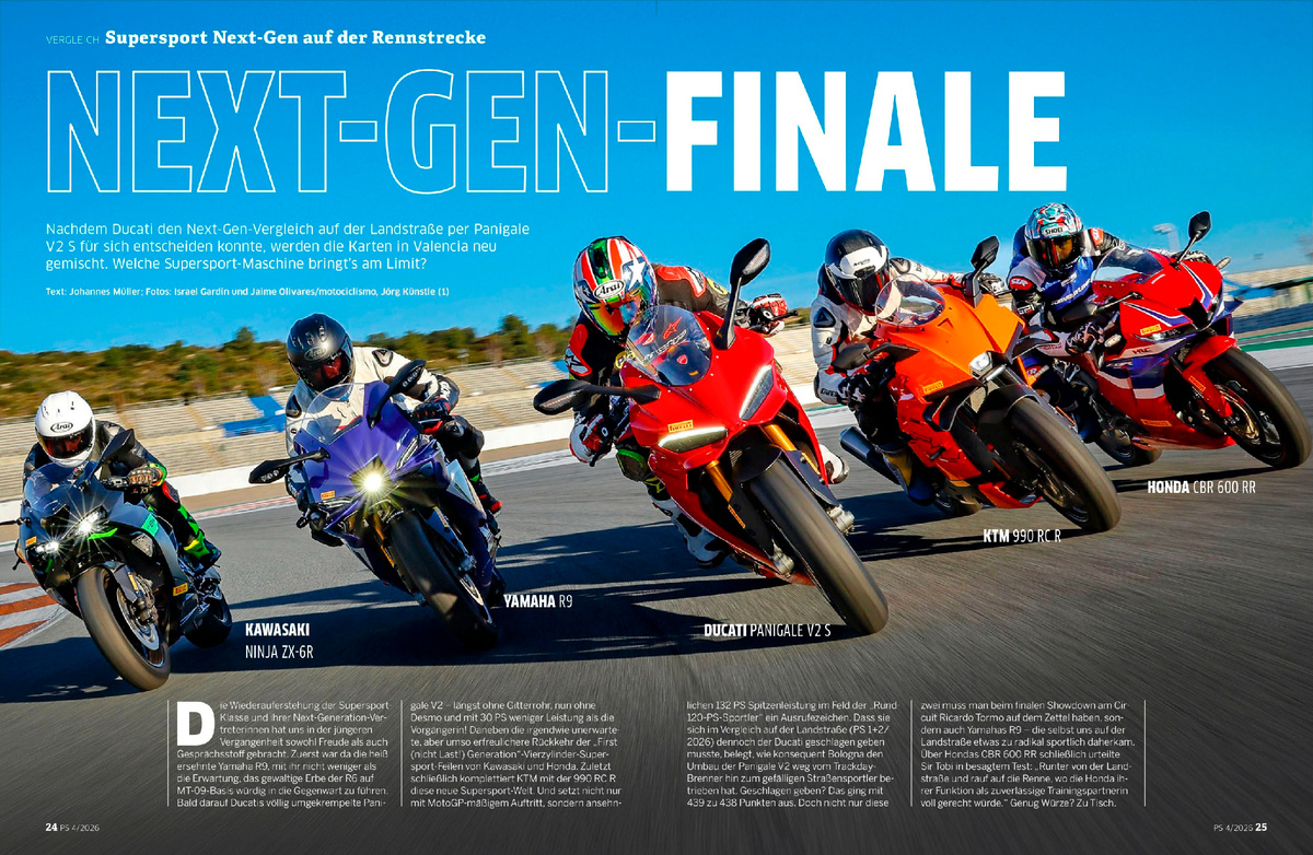 После того, как Ducati одержала победу в сравнительном тесте мотоциклов нового поколения на открытой дороге с моделью Panigale V2 S, в Валенсии ситуация меняется. Какой суперспортивный мотоцикл покажет себя на пределе возможностей?