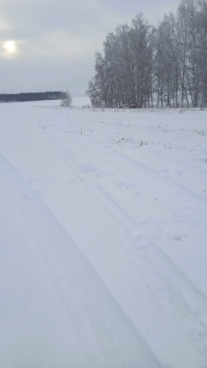 Вот так выглядит след от снегохода, кто не видел и кому интересно.