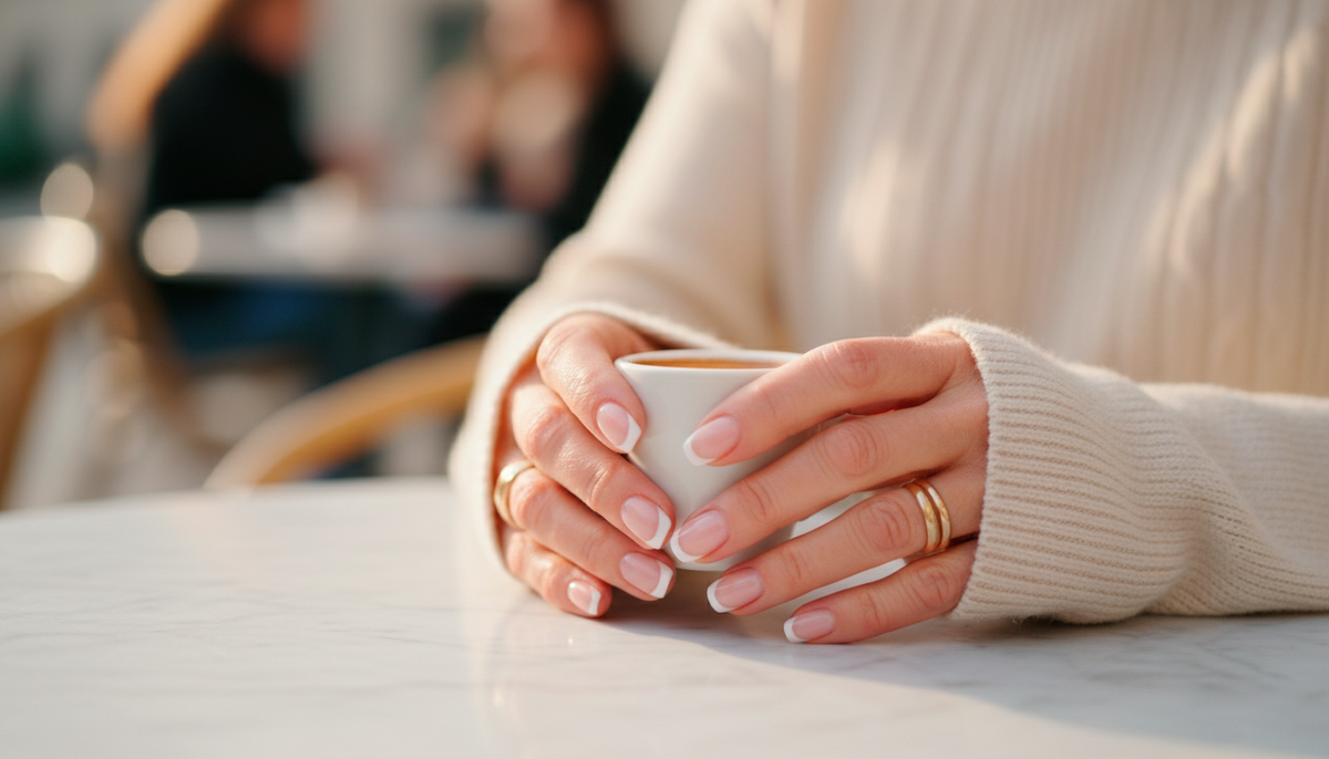 Микро-френч на молочной базе - идеальный способ сделать руки ухоженными, не привлекая лишнего внимания