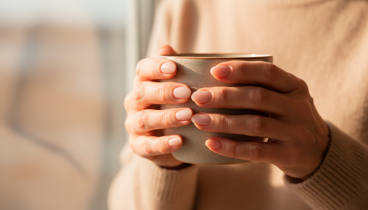 Прятать руки не нужно, нужно просто подобрать правильную форму и оттенок базы