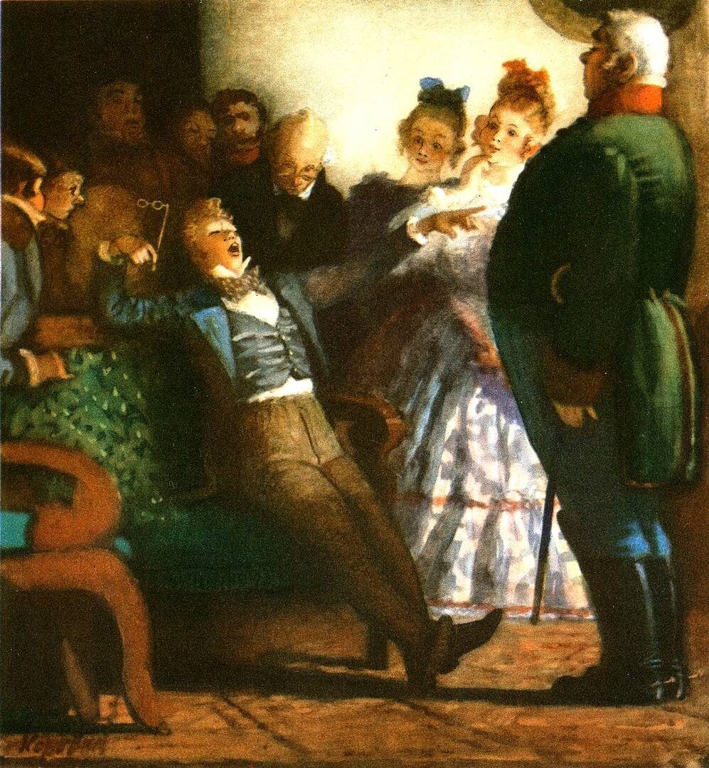     Коровин Ю.Д. Иллюстрация к «Ревизору» Н. В. Гоголя. 1952   
undefined