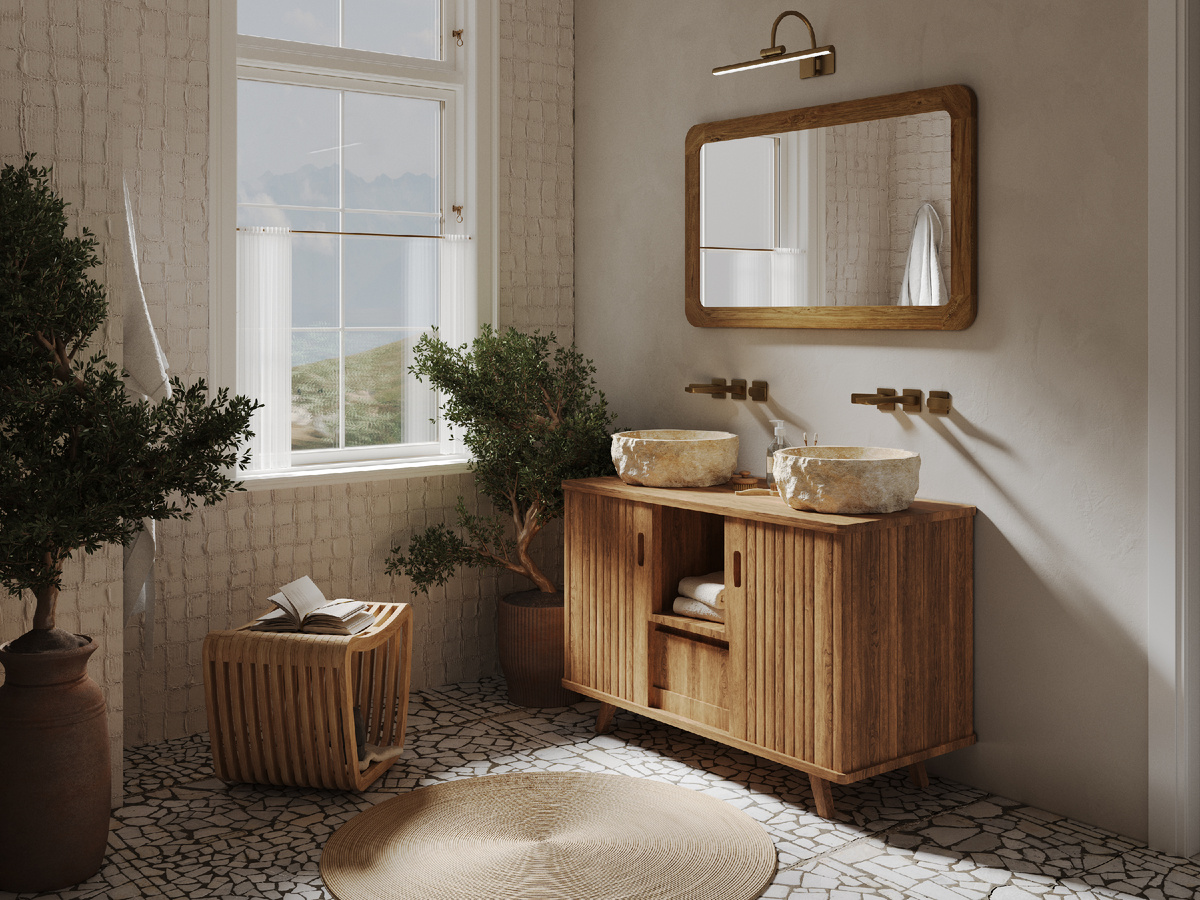 Ванная с мебелью из массива тика