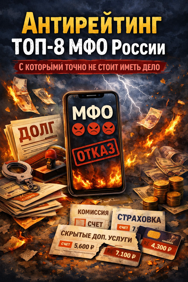 Антирейтинг ТОП-8 МФО России, с которыми точно не стоит иметь дело