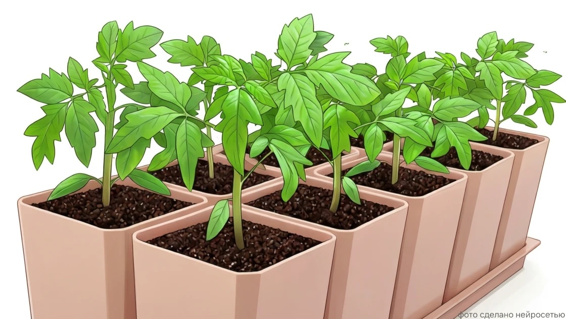 Рассада в горшочках