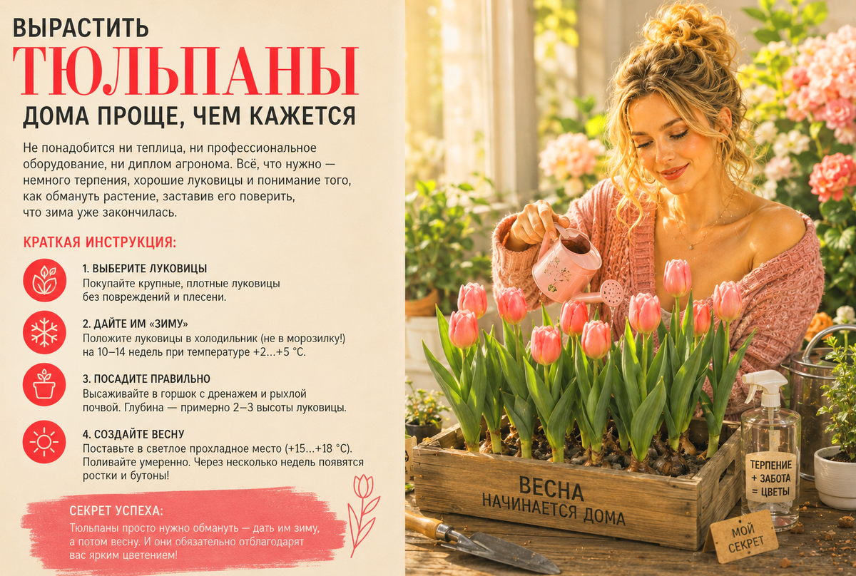 тюльпаны на подоконнике