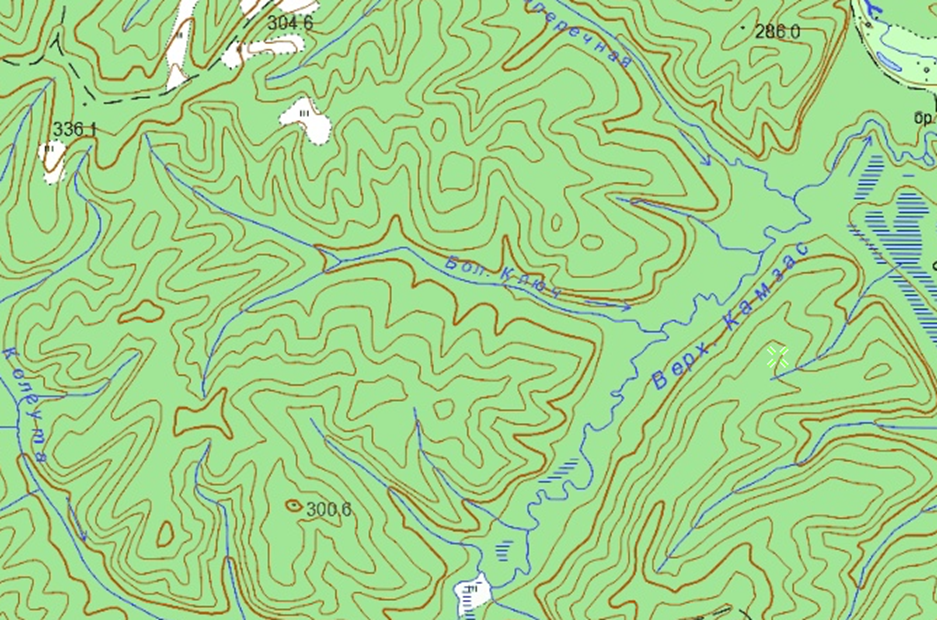 Ручей Большой Ключ. Фрагмент карты, 2001г.