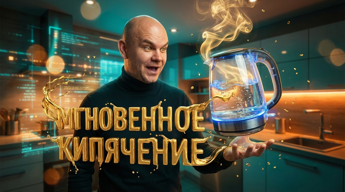    Чайник вскипел очень быстро — меньше минуты. ww13