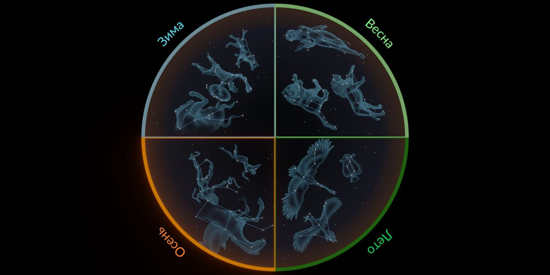 Созвездия Северного полушария по сезонам: какие созвездия видны весной, летом, осенью и зимой