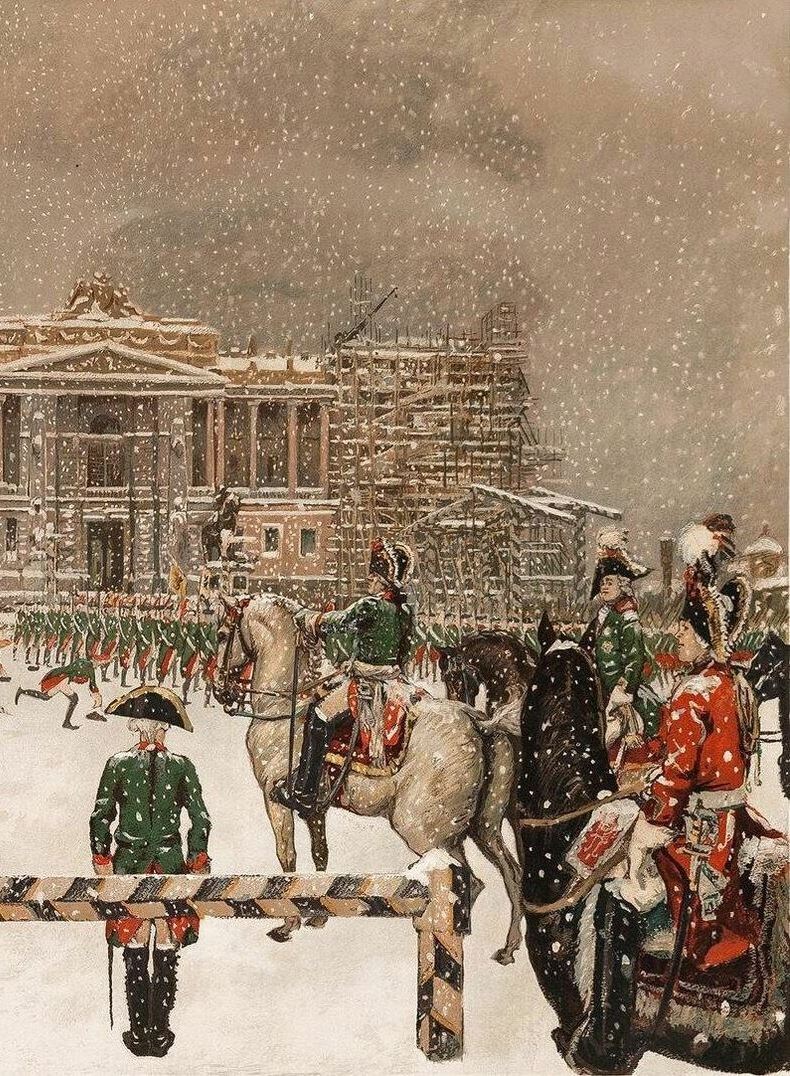 Вахтпарад при императоре Павле I (худож. А. Н. Бенуа; 1907) (фото из интернета, здесь как иллюстрация)