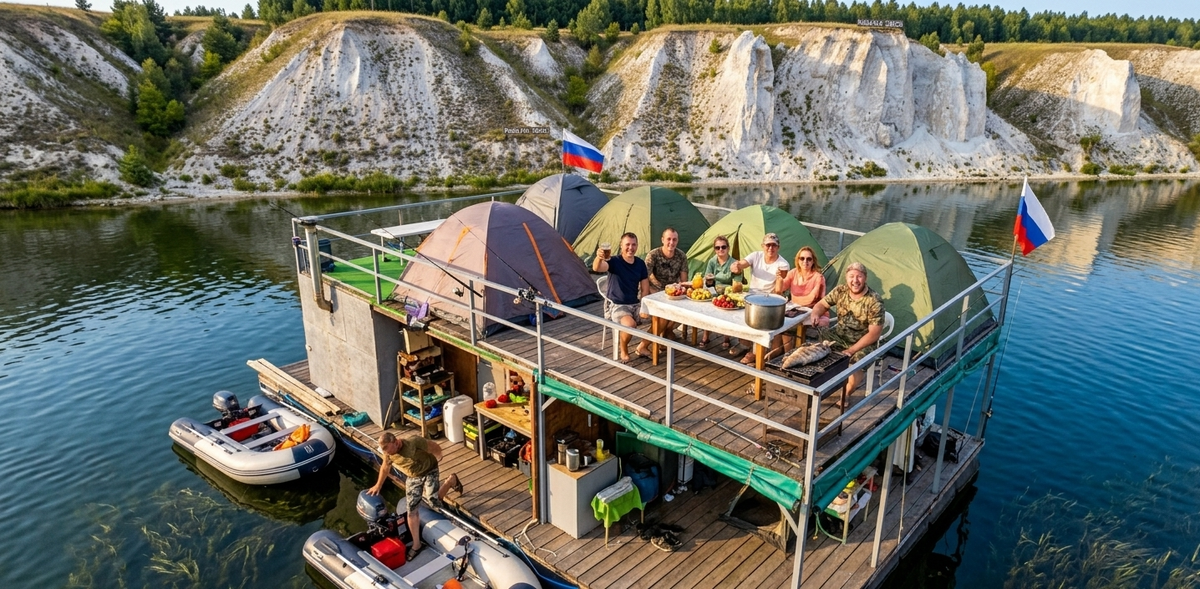 Шикарный отдых на комфортном плоту с баней в Волгоградской области