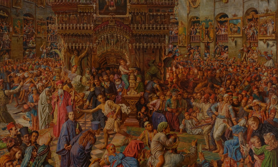     Уильям Хант. Чудо священного огня, Храм Гроба Господня (фрагмент). 1899