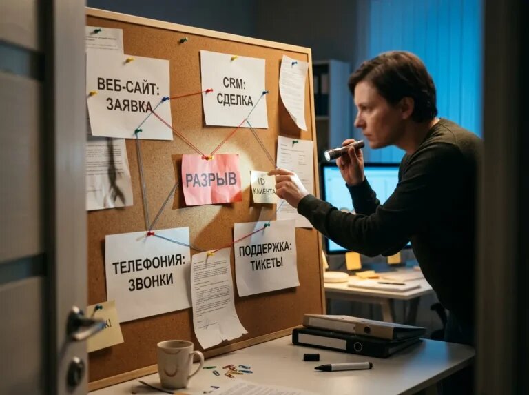    Момент фиксации сбоя в цепочке: перед формализацией регламента аналитик отмечает проблемный участок и клиентский идентификатор. "Kontenium"