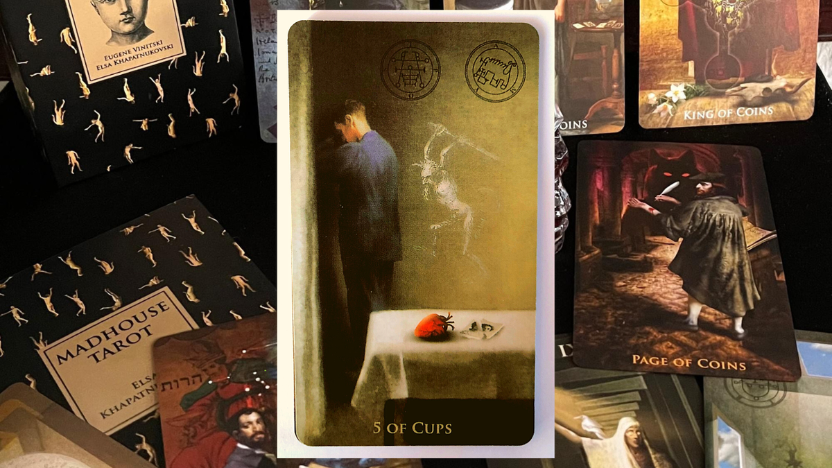 Пятёрка Кубков. Photo «Madhouse Tarot» Eugene Vinitski, Elsa Khapatnukovski