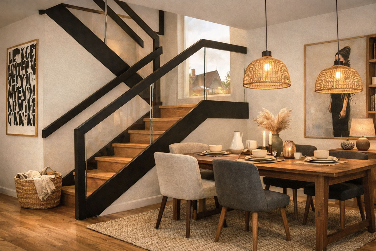 Визуализация лестницы на второй этаж от производителя