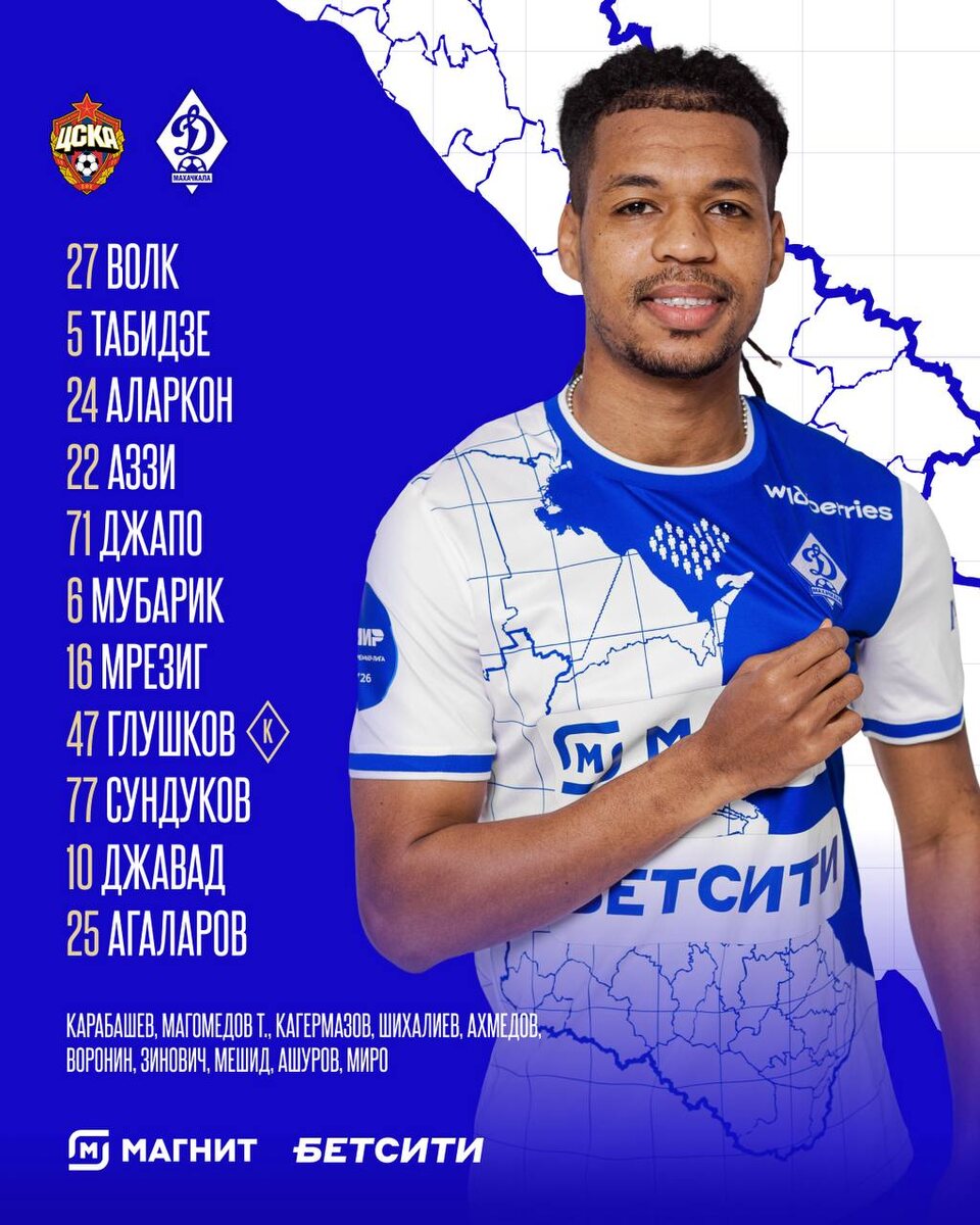 Состав гостей.#МирРПЛ #ЦСКАДинамоМХ @Konivuprazke