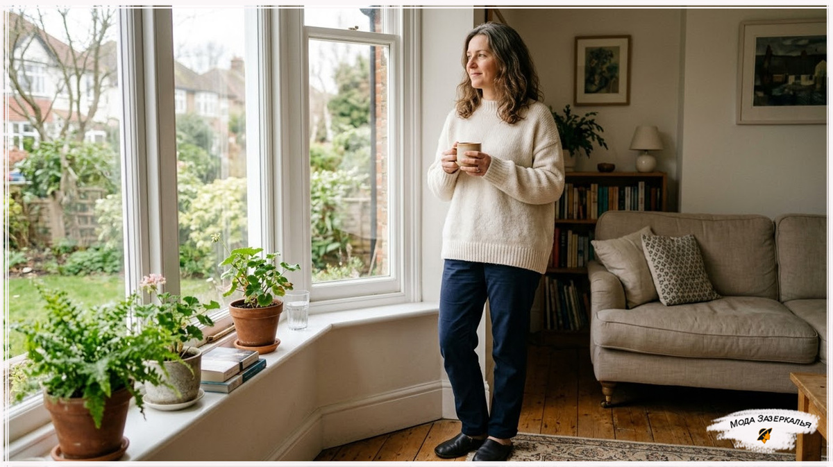Женщина в плотном кашемировом джемпере