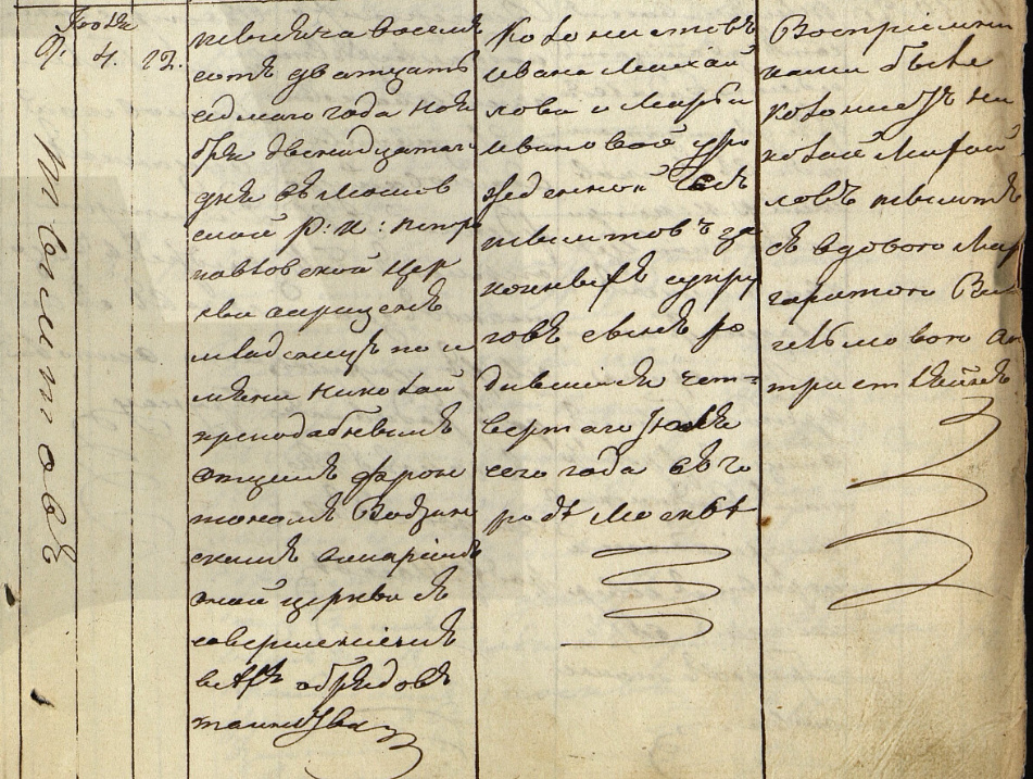 Крещение моего прапрапрадеда в Москве в приходе Петра и Павла (католическом) в 1827 году. Родился в семье колонистов (что ошибочно) Тымтов (ну допустим).